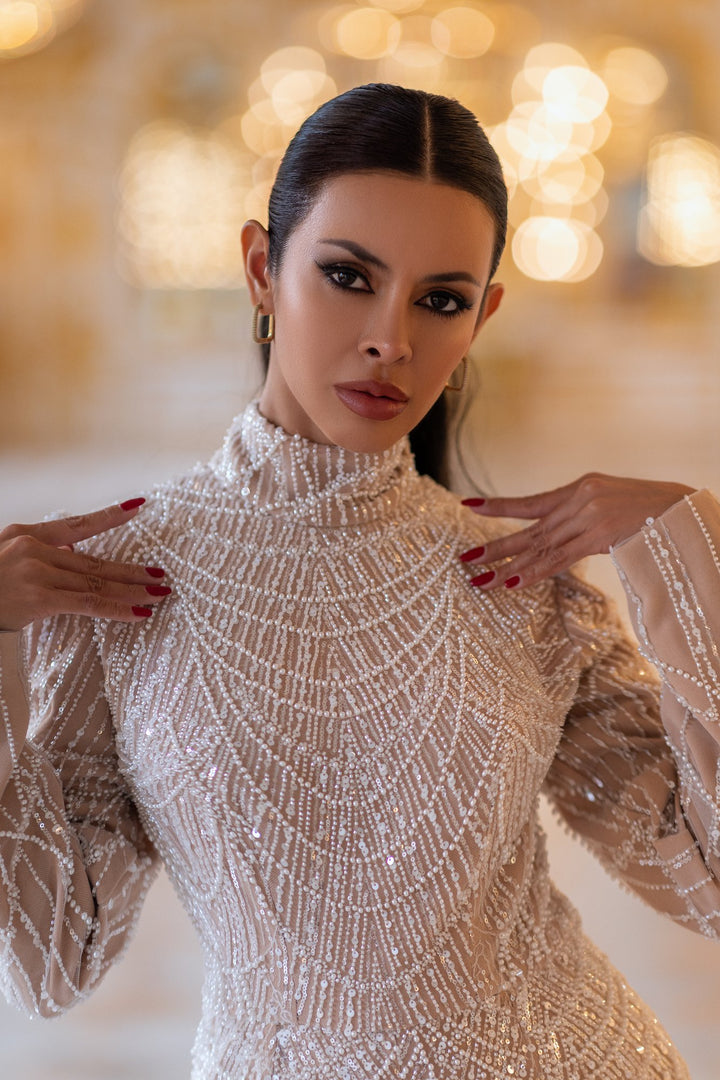 Nude Embellished Jumpsuit