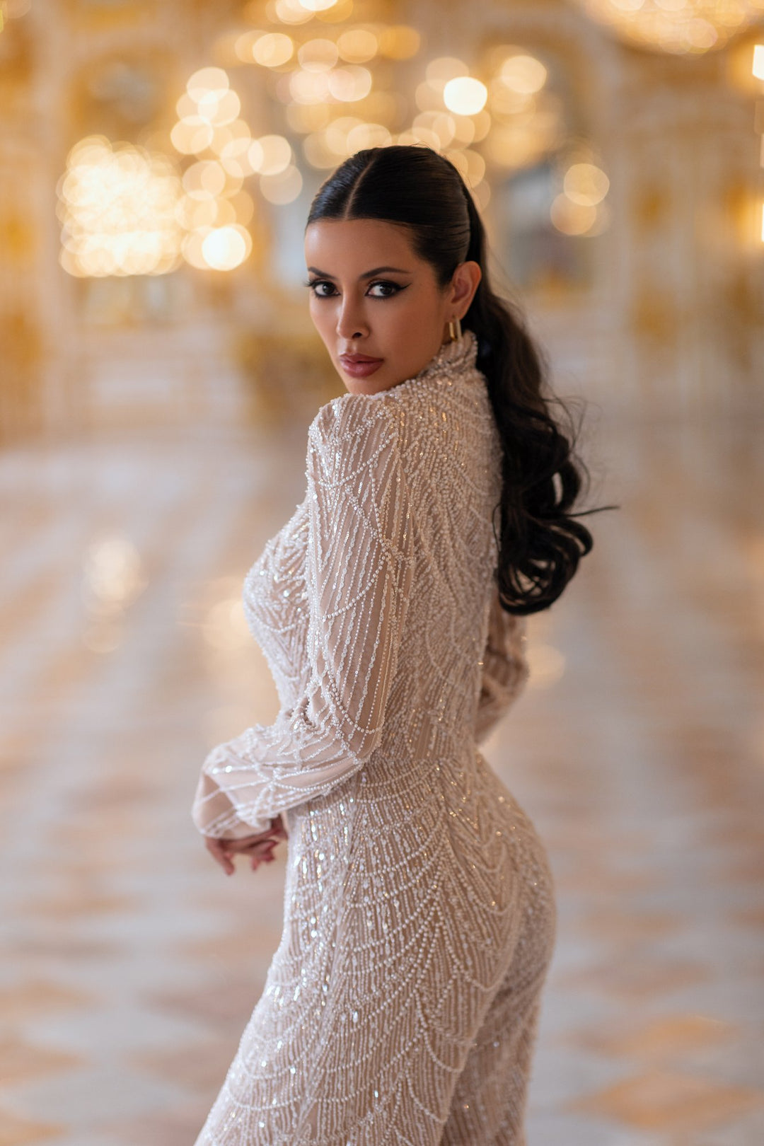 Nude Embellished Jumpsuit