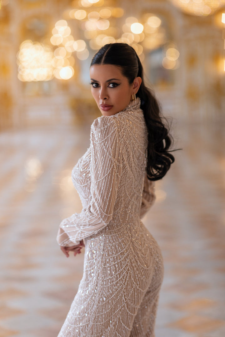 Nude Embellished Jumpsuit