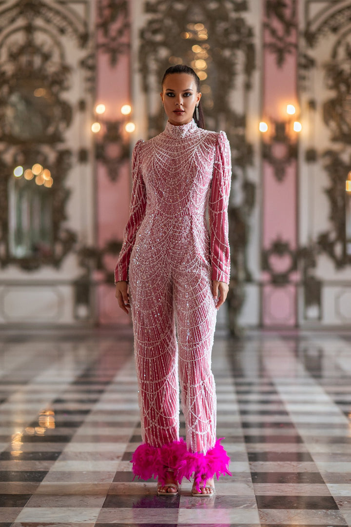 Pink Embellished Jumpsuit