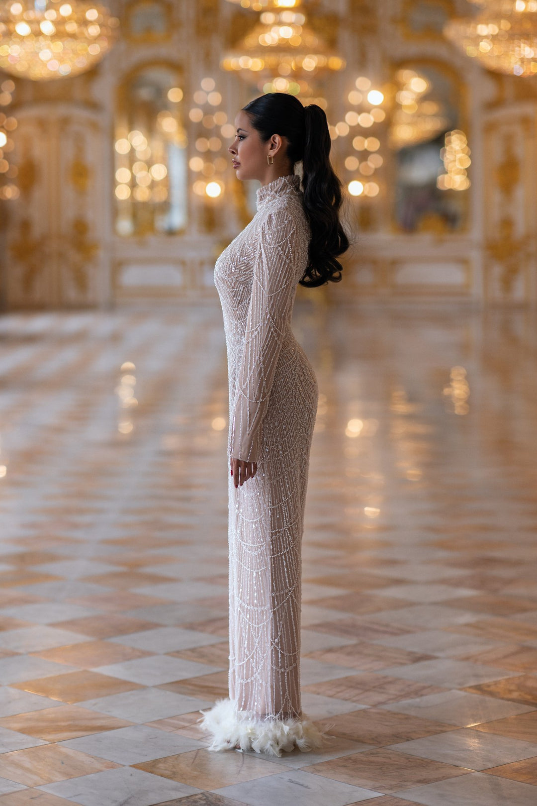 Nude Embellished Jumpsuit