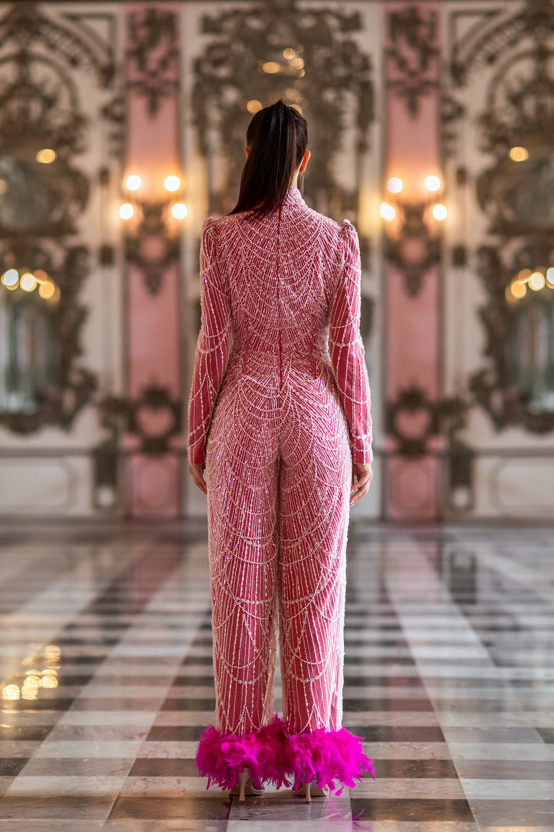 Pink Embellished Jumpsuit